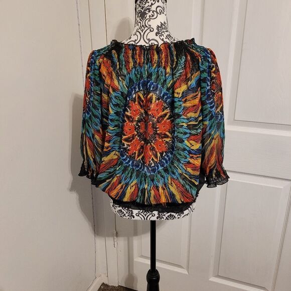 Beautiful feathered design sheer top - Picture 3 of 6